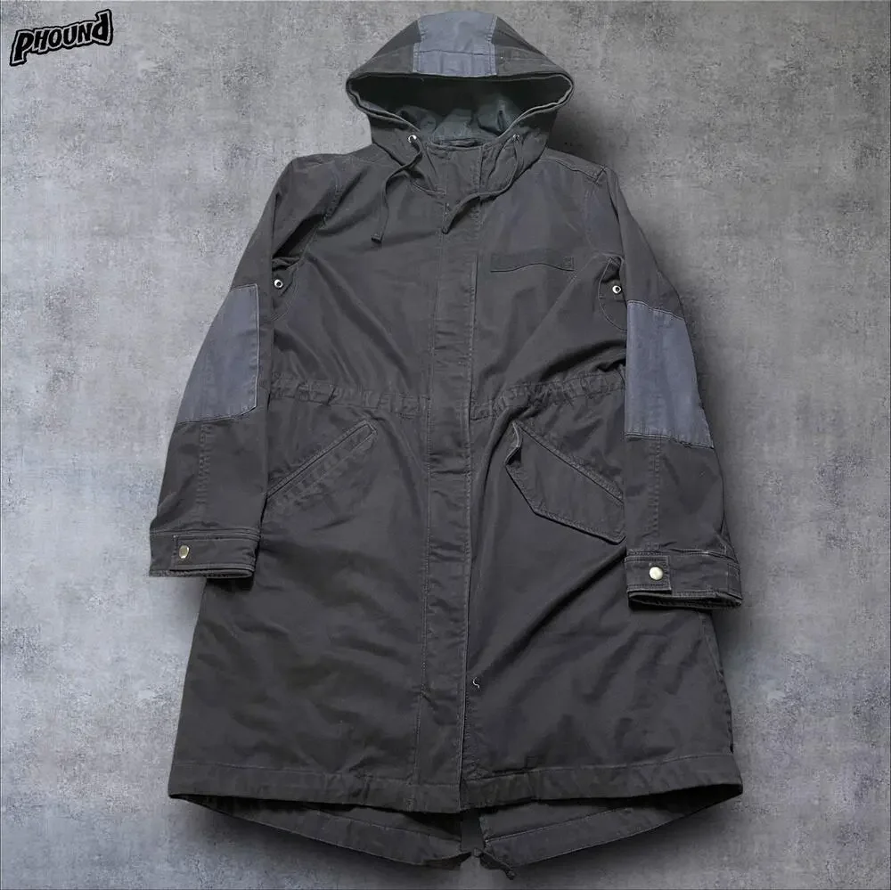 GAP Parka Coat Womens Small Blue Hooded Quilted Lined Fishtail Utility Jacket